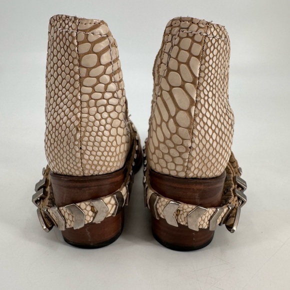 Freebird White Leather Snake Embossed Blade Boho Western Boots 8 - Picture 11 of 12